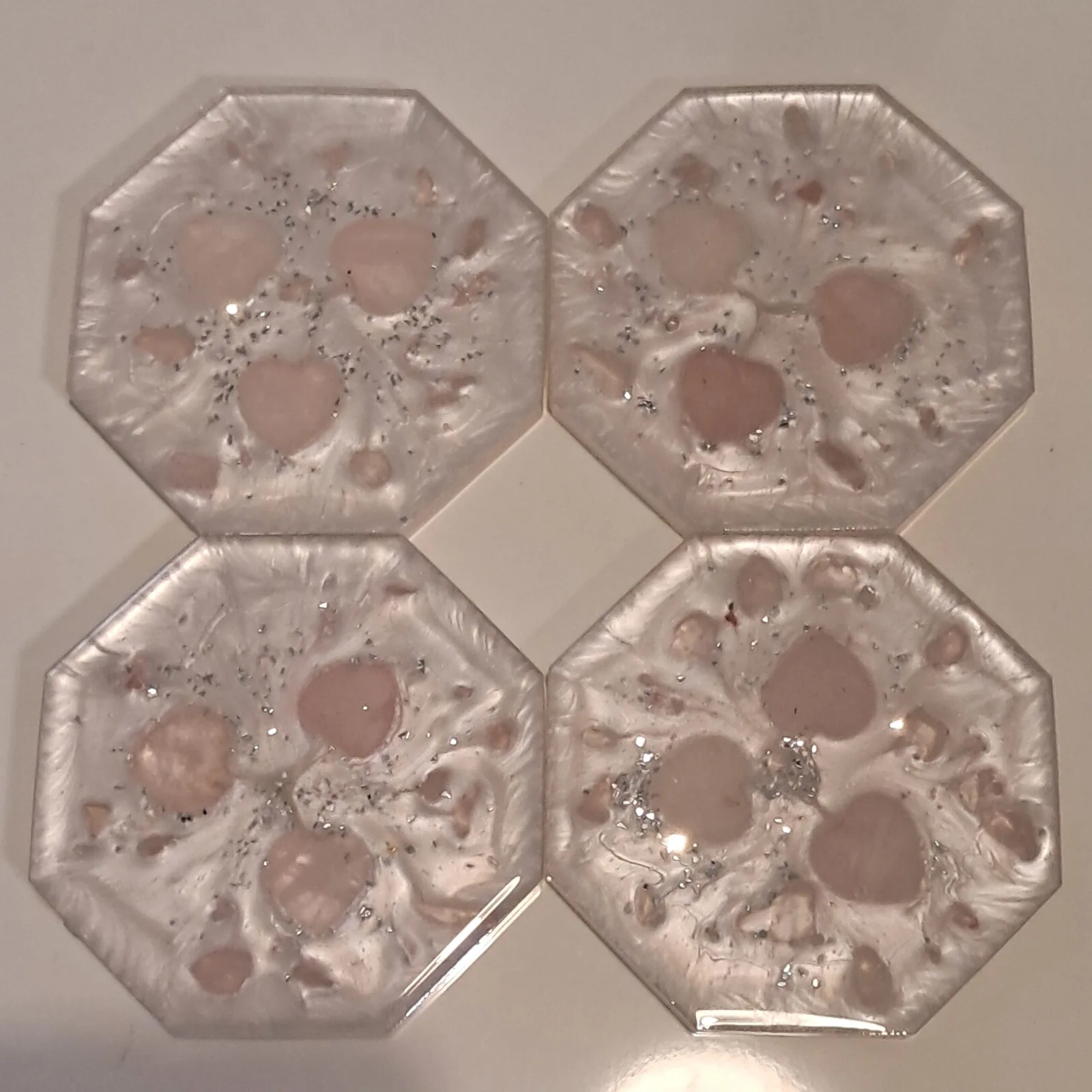 Rose Quartz Hexagon Coaster Set